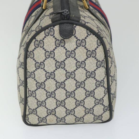 GUCCI GG Supreme Sherry Line Hand Bag Red Navy Gray 58 02 007 Auth 58751 - Picture 4 of 16